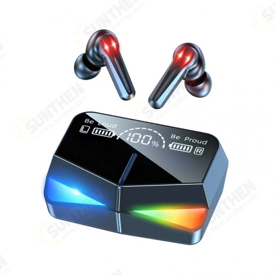 M28 TWS Gaming Earbuds bluetooth 5.1 In Ear Headphones TWS Stereo Earphones with Mic 2000mAh RGB Charging Case