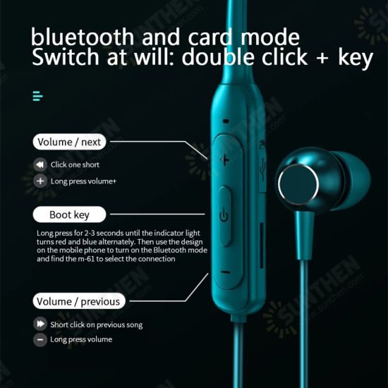 M61 bluetooth 5.1 Neck Hanging Magnetic Headset Wireless 9D Surround Sound Stereo Sports Running Waterproof Magnetic Headphone With Mic M61 bluetooth 5.1 Neck Hanging Magnetic Headset Wireless 9D Surround Sound Stereo Sports Running Waterproof Magnetic Headphone With Mic