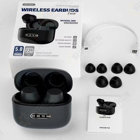 M8 TWS Wireless bluetooth 5.0 Earphones Noise Cancelling Headsets With LED Display 3D HiFi Stereo Wireless Sports Earbuds M8 TWS Wireless bluetooth 5.0 Earphones Noise Cancelling Headsets With LED Display 3D HiFi Stereo Wireless Sports Earbuds