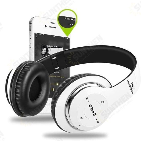 P47 Wireless Headphones bluetooth 5.0 Headsets 9D HIFI Stereo Noise Cancelling Foldable Headband Earphones With Mic