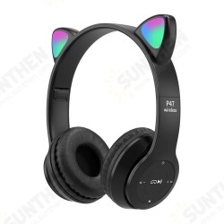 P47 bluetooth 5.0 Headset Luminous Cat Ear Wireless LED Light Mobile Phones Headphone Stereo Music Headphones Headset for PC P47 bluetooth 5.0 Headset Luminous Cat Ear Wireless LED Light Mobile Phones Headphone Stereo Music Headphones Headset for PC