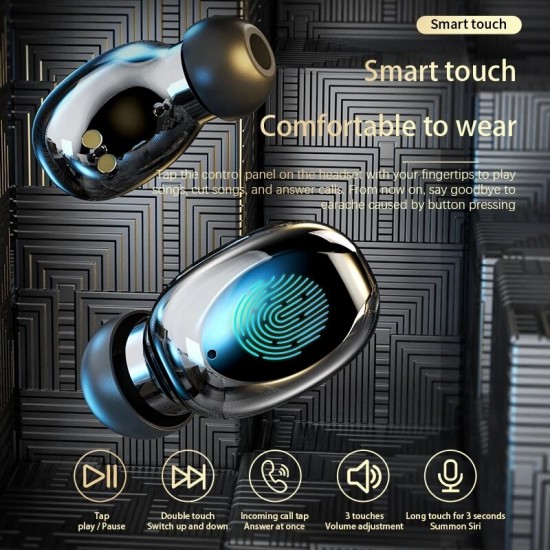 TG03 TWS bluetooth 5.2 Headphones LED Digital Display In-ear Earbud IPX7 Waterproof Sports Earphones with Mic