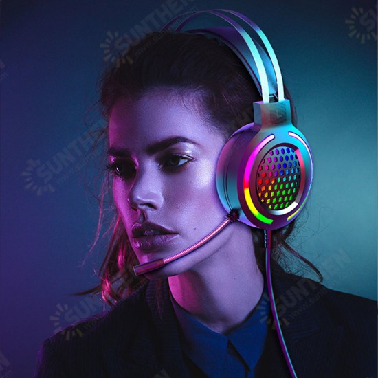 USB + 3.5mm Stereo Gaming Headsets Noise Cancelling Surround Sound Headphone with LED Light Microphone for Tablet PC Laptop