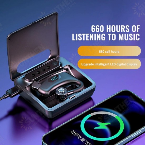 V12 bluetooth V5.0 Earphone Wireless Earhook Flexible HiFi Music HD Calls Half-in-Ear Business Drive Sports Earbuds