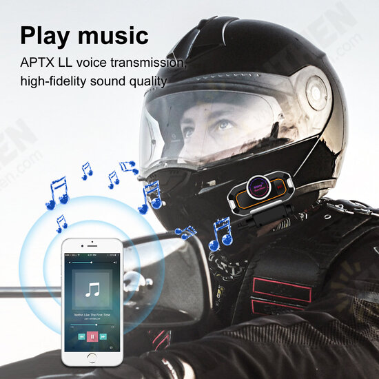 V9 Pro Motorcycle Helmet Headset bluetooth V5.0 + EDR Intercom FM Radio Waterproof Auto Answer Calling Voice Assistant