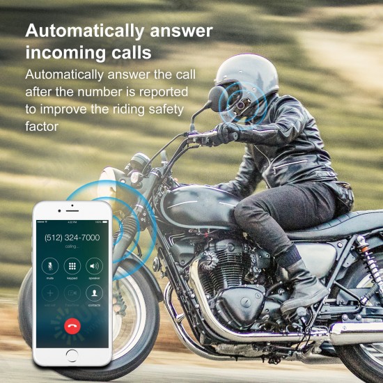 V9 Pro Motorcycle Helmet Headset bluetooth V5.0 + EDR Intercom FM Radio Waterproof Auto Answer Calling Voice Assistant