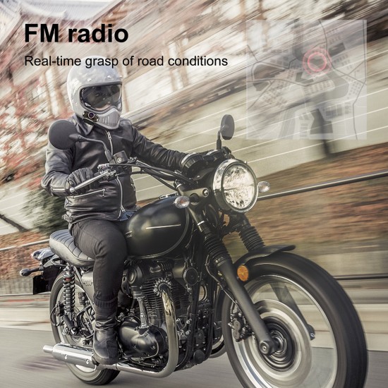 V9 Pro Motorcycle Helmet Headset bluetooth V5.0 + EDR Intercom FM Radio Waterproof Auto Answer Calling Voice Assistant