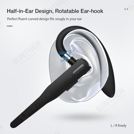 BW-BH3 bluetooth V5.1 Earphone Wireless Earhook Flexible HiFi Music HD Calls Half-in-Ear Business Drive Sports Earbuds