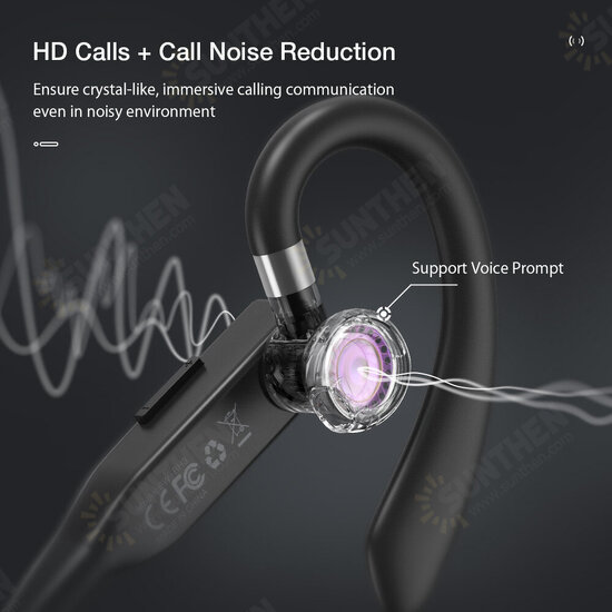 BW-BH3 bluetooth V5.1 Earphone Wireless Earhook Flexible HiFi Music HD Calls Half-in-Ear Business Drive Sports Earbuds