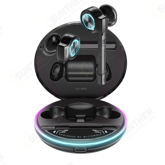 BW-FLB3 Gaming TWS bluetooth V5.0 Earphone Game Mode RGB Light Wireless Headphone with Detachable Microphone