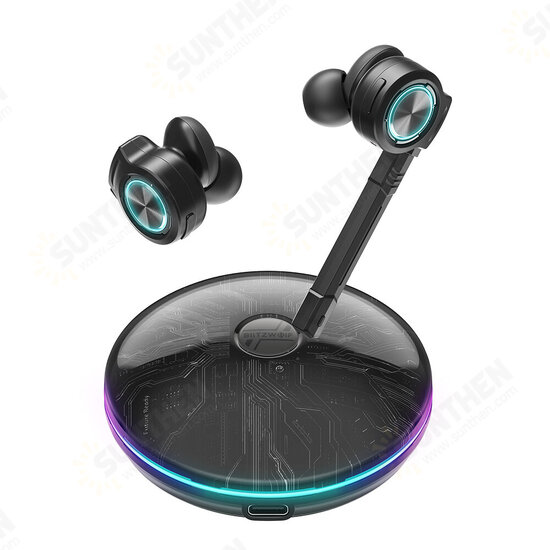 BW-FLB3 Gaming TWS bluetooth V5.0 Earphone Game Mode RGB Light Wireless Headphone with Detachable Microphone