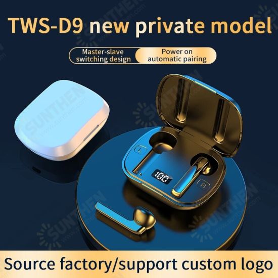 D9 TWS bluetooth Earbuds BT 5.0 Game Touch Control LED Display Wireless Headphone Long Battery Life IPX5 Waterproof HIFI Earphone with Mic