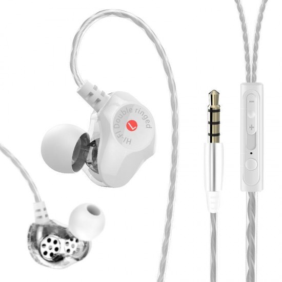 [Dual Dynamic Drivers] HiFi 4 Drivers Earphone Sports 3.5mm Wired In-ear Stereo Headphone with Mic