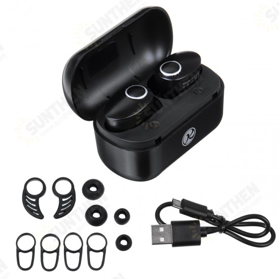 Dual Dynamic Headset TWS bluetooth 5.0 Hi-Fi Stereo Bass Bilateral Call IPX6 Waterproof Sports Earphone with Charging Case