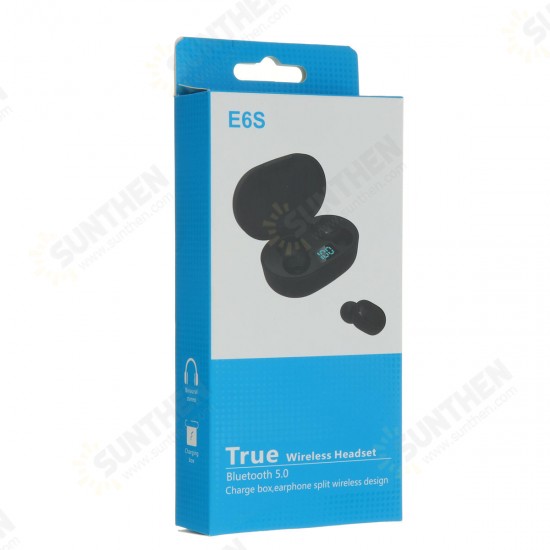 E6S Mini bluetooth 5.0 In-ear Earphone Hi-Fi Stereo Wireless Waterproof Headphones with Large Capacity Charging Case