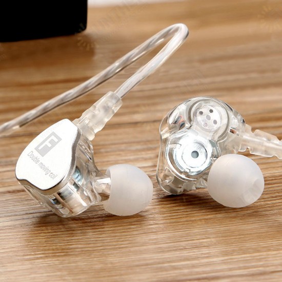 F800 Portable Wired Control In-ear Earphone 3.5mm Jack HIFI Stereo Waterproof Dual Unit With Mic