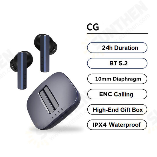 CG TWS bluetooth 5.2 Earbuds Dual Noise Cancelling HiFi 3D Stereo True Wireless Earphone Fast Charging ENC Touch Control Headphones