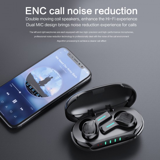 T12 TWS bluetooth 5.0 Earphone QCC3020 APT Hifi Bass ENC Noise Reduction Headphones Touch Control Headphone with Mic