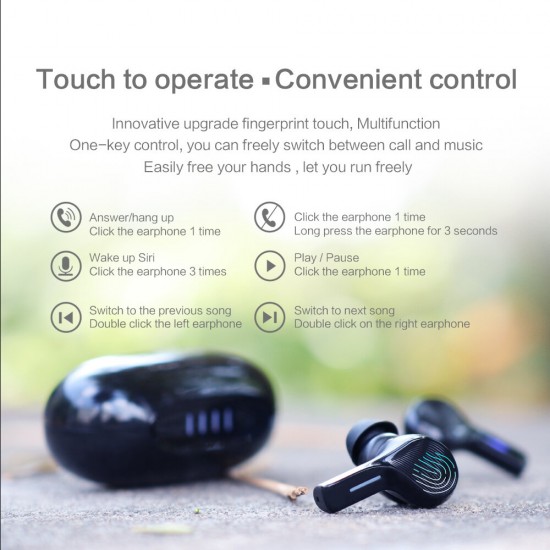 T12 TWS bluetooth 5.0 Earphone QCC3020 APT Hifi Bass ENC Noise Reduction Headphones Touch Control Headphone with Mic