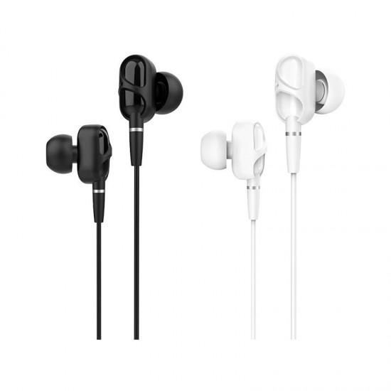 M62 3.5mm In-ear Stereo Earphone Dual Drive Headphones with Mic for iPhone Samsung