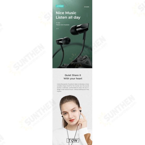 JR-E209 Universal Metal Bass Earphone 3.5mm Wired Headphones with Mic for PC Phones JR-E209 Universal Metal Bass Earphone 3.5mm Wired Headphones with Mic for PC Phones