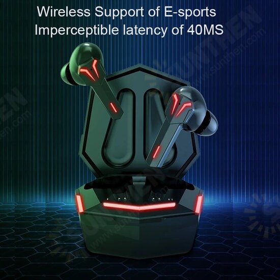 KS06 TWS bluetooth 5.0 Earbuds Colorful Lights Senseless Latency High Battery Capacity 9D Stereo Sound E-sports Gaming Headphones with Mic