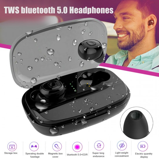 Mini TWS Wireless Stereo bluetooth 5.0 Headphone In-Ear Handsfree Sport Headset with Charging Case
