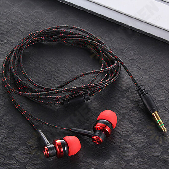 Nylon Weave Cable Earphone Headset High Quality Wired Stereo In-Ear Earphone With Mic For Laptop Smartphone