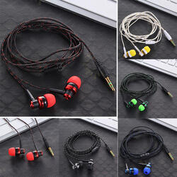 Nylon Weave Cable Earphone Headset High Quality Wired Stereo In-Ear Earphone With Mic For Laptop Smartphone