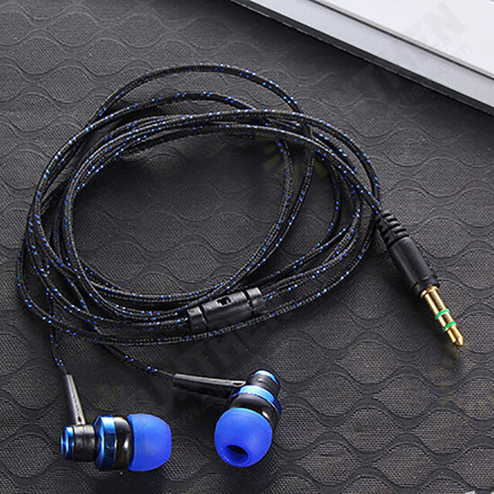 Nylon Weave Cable Earphone Headset High Quality Wired Stereo In-Ear Earphone With Mic For Laptop Smartphone