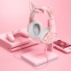 Wired Headphones Stereo Dynamic Drivers Noise Reduction Headset 3.5MM RGB Luminous Pink Cat Ear Adjustable Over-Ear Gaming Headphones with Mic