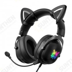X11 Wired Headset Stereo Gaming Headphone Cat Ear Cute RGB Luminous 3.5mm Wired Adjustable Over-Ear Headphone with Mic X11 Wired Headset Stereo Gaming Headphone Cat Ear Cute RGB Luminous 3.5mm Wired Adjustable Over-Ear Headphone with Mic
