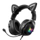 X11 Wired Headset Stereo Gaming Headphone Cat Ear Cute RGB Luminous 3.5mm Wired Adjustable Over-Ear Headphone with Mic