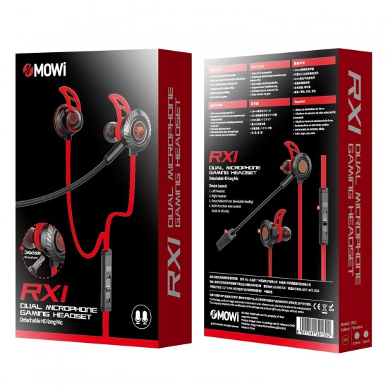 RX1 Gaming Earphones Noise Reduction Headset Detachable HD Long Mic Headphone Deep Bass Stereo Surround Earbuds