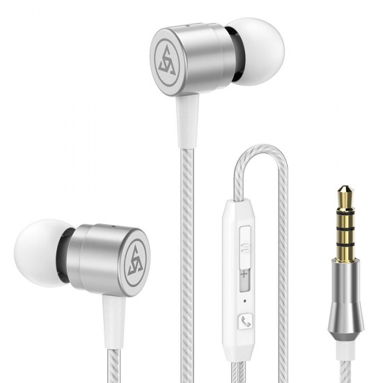 PTM D1 Stereo Bass Sport Earphone Volume Control Metal In-ear Headphone with Mic
