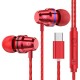 PTM M4 Mtal Bass In-Ear Earbuds Wired Control Type-C Earphone Headphones with Mic