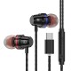 PTM M4 Mtal Bass In-Ear Earbuds Wired Control Type-C Earphone Headphones with Mic