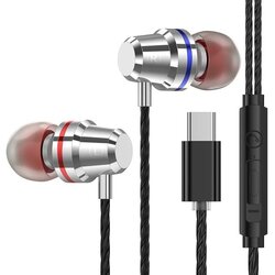 PTM M4 Type-C Wired In-Ear Headphones Metal Earphone Line Control With Mic