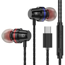 PTM M4 Type-C Wired In-Ear Headphones Metal Earphone Line Control With Mic