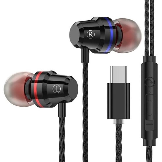 PTM M4 Type-C Wired In-Ear Headphones Metal Earphone Line Control With Mic
