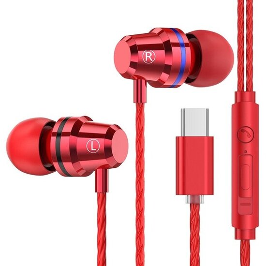 PTM M4 Type-C Wired In-Ear Headphones Metal Earphone Line Control With Mic