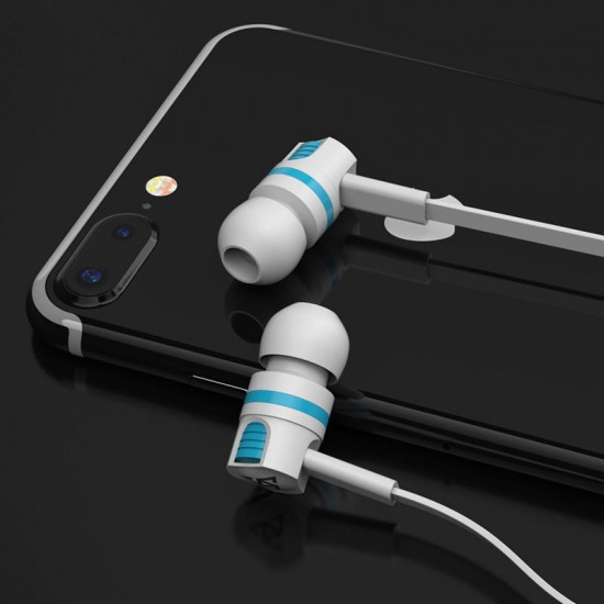 PTM T2 3.5mm In-Ear Wired Headset Super Bass Sport Handsfree Earphone With Mic for Phones PC MP3