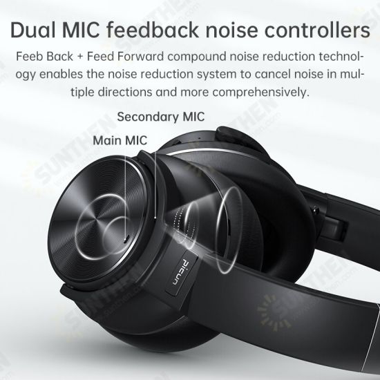 ANC-02 bluetooth 5.0 HiFi Deep Bass Headphones ANC Active Wireless Noise Cancelling Headset Foldable Design With Touch Control