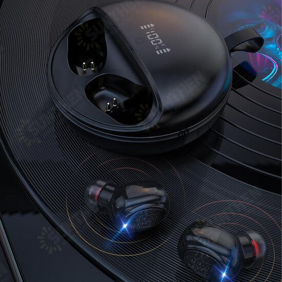 TWS Digital Display bluetooth 5.0 In-ear Earphone Headphone Sport Wireless Stereo Waterproof Earbuds with Spin Charging Box