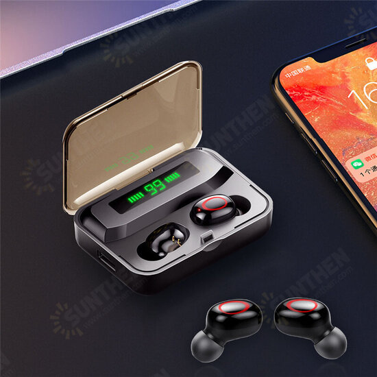 TWS bluetooth 5.0 Wireless Headset LED Digital Power Display IPX5 Waterproof In-ear Hifi Earphones with Charging Case for Xiaomi Huawei