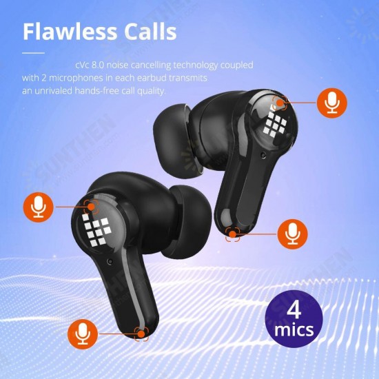 Apex Earphones Active Noise Cancelling ANC Headphones 4 Mics CVC 8.0 Earbuds Support Voice Assistant IP45 Headsets