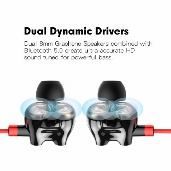 Flex U Dual Drivers Strong Bass bluetooth Earphone Wireless Headphones 10 Hours Music Time Fashion Design with Micophone