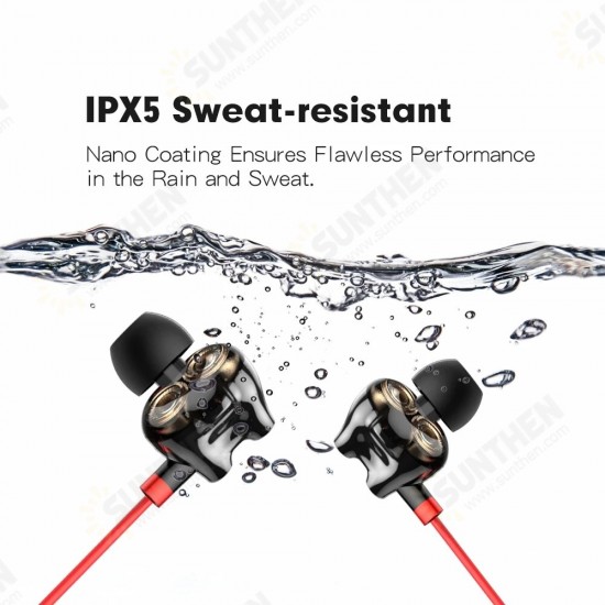 Flex U Dual Drivers Strong Bass bluetooth Earphone Wireless Headphones 10 Hours Music Time Fashion Design with Micophone