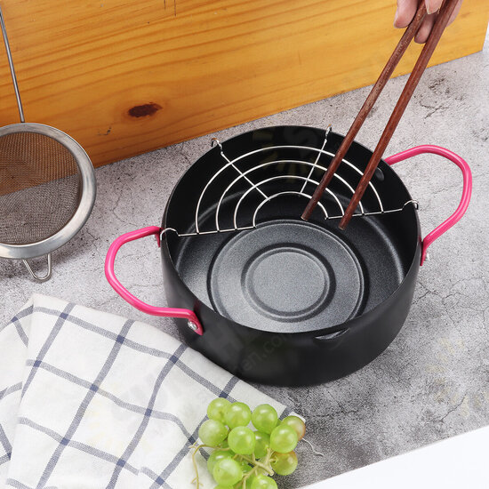 Portable Deep Fryer Pot Basket Frying Pots For Japanese Style Tempura Cookware