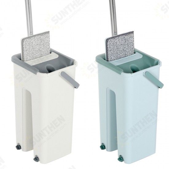 360° Rotation Spin Flat Mop Bucket Set Auto Rebound Hand-free Floor Cleaning